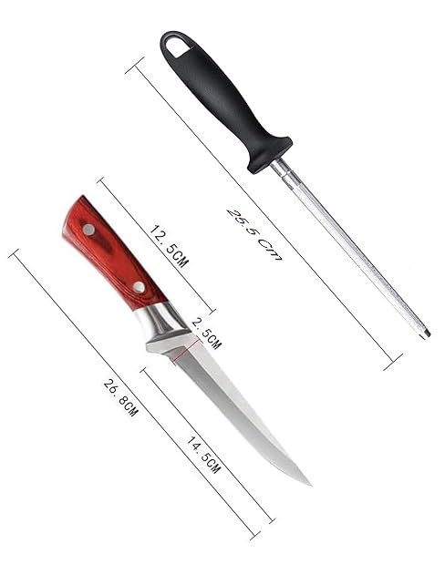 Captoola سكين تقطيع 55 بوصة مصنوعة من الفولاذ الكربوني العالي الألماني مع سكين شحذ ويد ABS مجموعة من 2 - Image 2