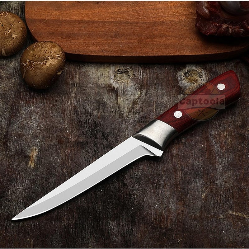 Captoola سكين تقطيع 55 بوصة مصنوعة من الفولاذ الكربوني العالي الألماني مع سكين شحذ ويد ABS مجموعة من 2 - Image 5
