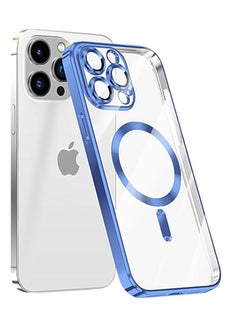 Magnetic for iPhone 15 Pro MAX Case with MagSafe [Support Wireless Charging] Clear TPU Shockproof Protective Phone Cover for iPhone 15 Pro MAX Case with Integrated Camera Lens Protector Blue