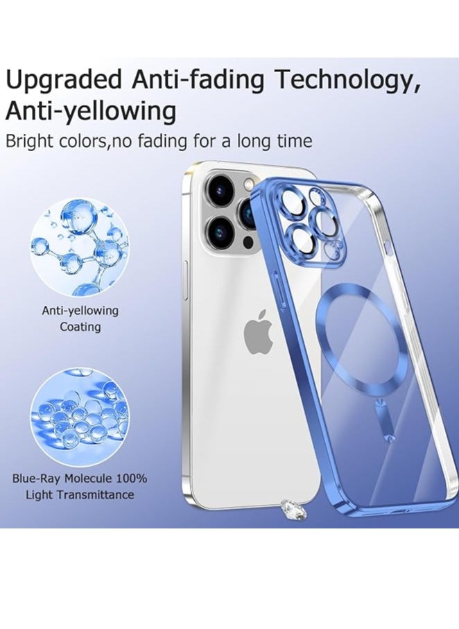 Case - Magnetic for iPhone 15 Pro MAX Case with MagSafe [Support Wireless Charging] Clear TPU Shockproof Protective Phone Cover for iPhone 15 Pro MAX Case with Integrated Camera Lens Protector Blue - Image 1