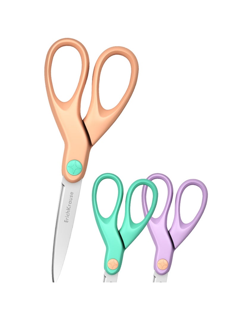 ErichKrause 1-Piece Unity Stainless Steel Scissors 16cm Size With Assorted Pastel Colour Handles - Image 2