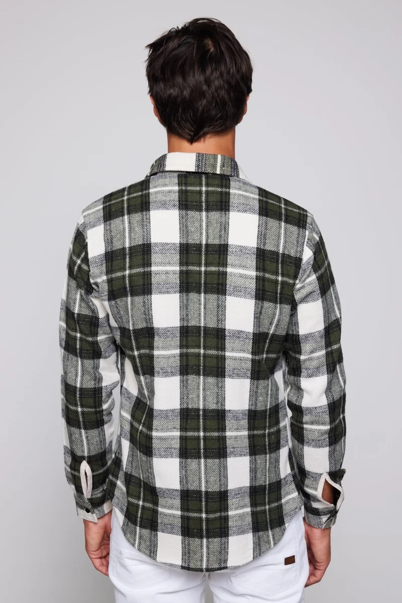 Tudors Slim Fit Narrow Cut Sport Collar Checked Lumberjack Black Gray Men's Shirt