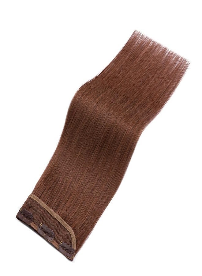 S-noilite One Piece Hair Extensions Clip in Human Hair 5 Clips 3/4 Full Head Clip on Remy Hair Extension for Women,One-Piece Design Adding Hair Volume 22 Inch 55g #Dark Auburn - Image 5