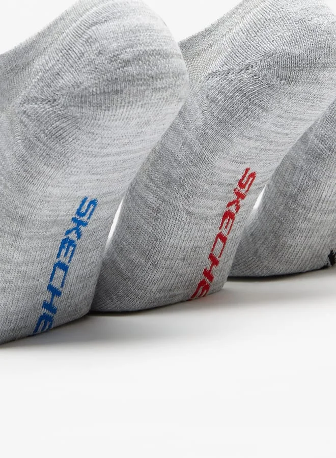 SKECHERS Men's Textured No Show Sports Socks - Set of 3