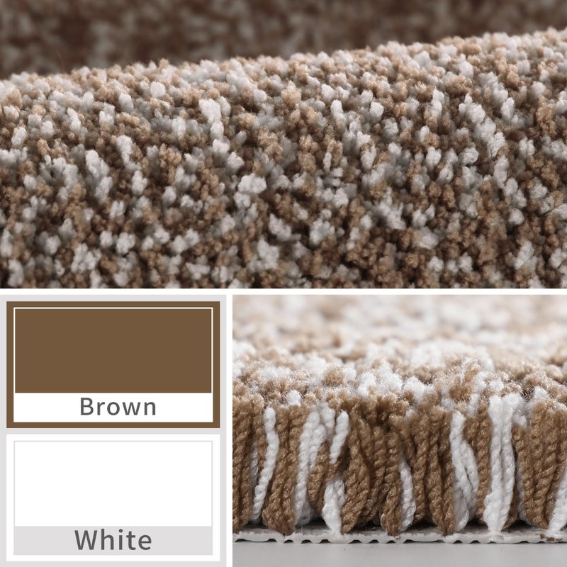 Yimobra Bathroom Rugs Mat  Extra Soft Comfortable Bath Rugs  Non-Slip  Water Absorbent and Thick Bathroom Floor Mats  Machine Washine  Shaggy Rugs for Shower Bathtubs  32"" x 20""  Brown&White - Image 3