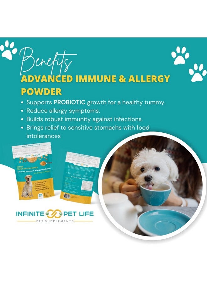 Infinite Pet Supplements مكمل بروبيوتيك للكلاب مع الكولاستروم، دعم الحساسية والمناعة للكلاب مسحوق زبدة الفول السوداني | 12.7 أونصة | صنع في الولايات المتحدة الأمريكية | - Image 3
