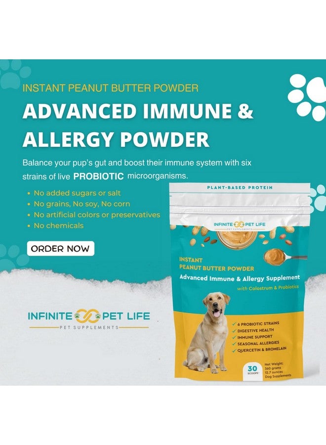 Infinite Pet Supplements مكمل بروبيوتيك للكلاب مع الكولاستروم، دعم الحساسية والمناعة للكلاب مسحوق زبدة الفول السوداني | 12.7 أونصة | صنع في الولايات المتحدة الأمريكية | - Image 2