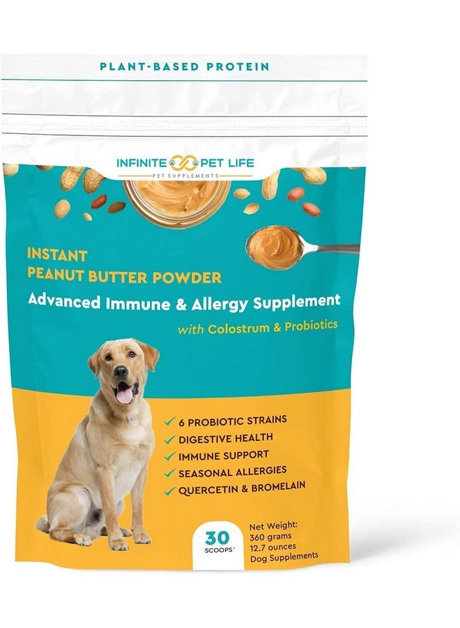 Infinite Pet Supplements مكمل بروبيوتيك للكلاب مع الكولاستروم، دعم الحساسية والمناعة للكلاب مسحوق زبدة الفول السوداني | 12.7 أونصة | صنع في الولايات المتحدة الأمريكية | - Image 1