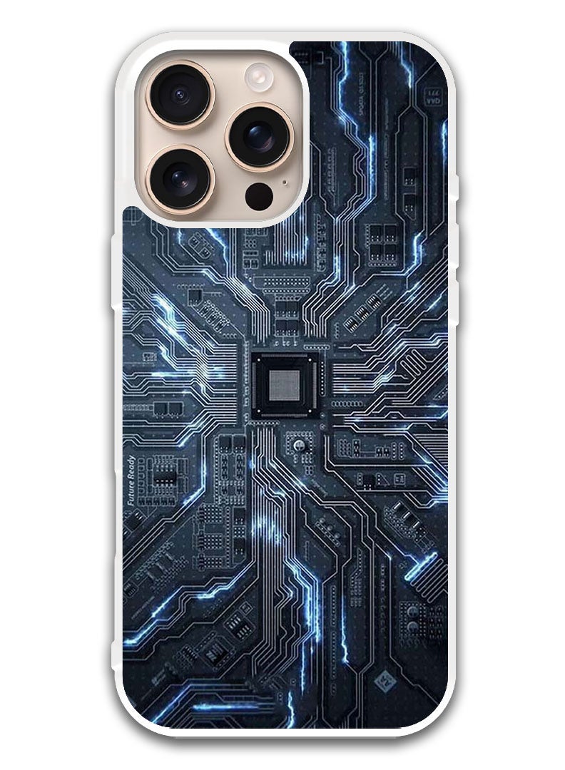 Theodor Protective Case Cover For APPLE IPHONE 16 Pro Max Hardware Circuit (White Bumper) - Image 1