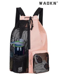 Trendy Swimming & Fitness Backpack with Breathable Mesh Drawstring Closure and Separate Wet Compartment, Tailored for Beach Vacations, Daily Workouts, and Sports Gear（pink）