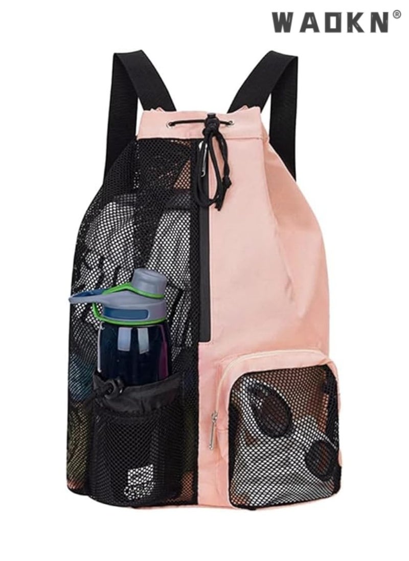 WAOKN - Trendy Swimming & Fitness Backpack with Breathable Mesh Drawstring Closure and Separate Wet Compartment, Tailored for Beach Vacations, Daily Workouts, and Sports Gear（pink） - Image 1