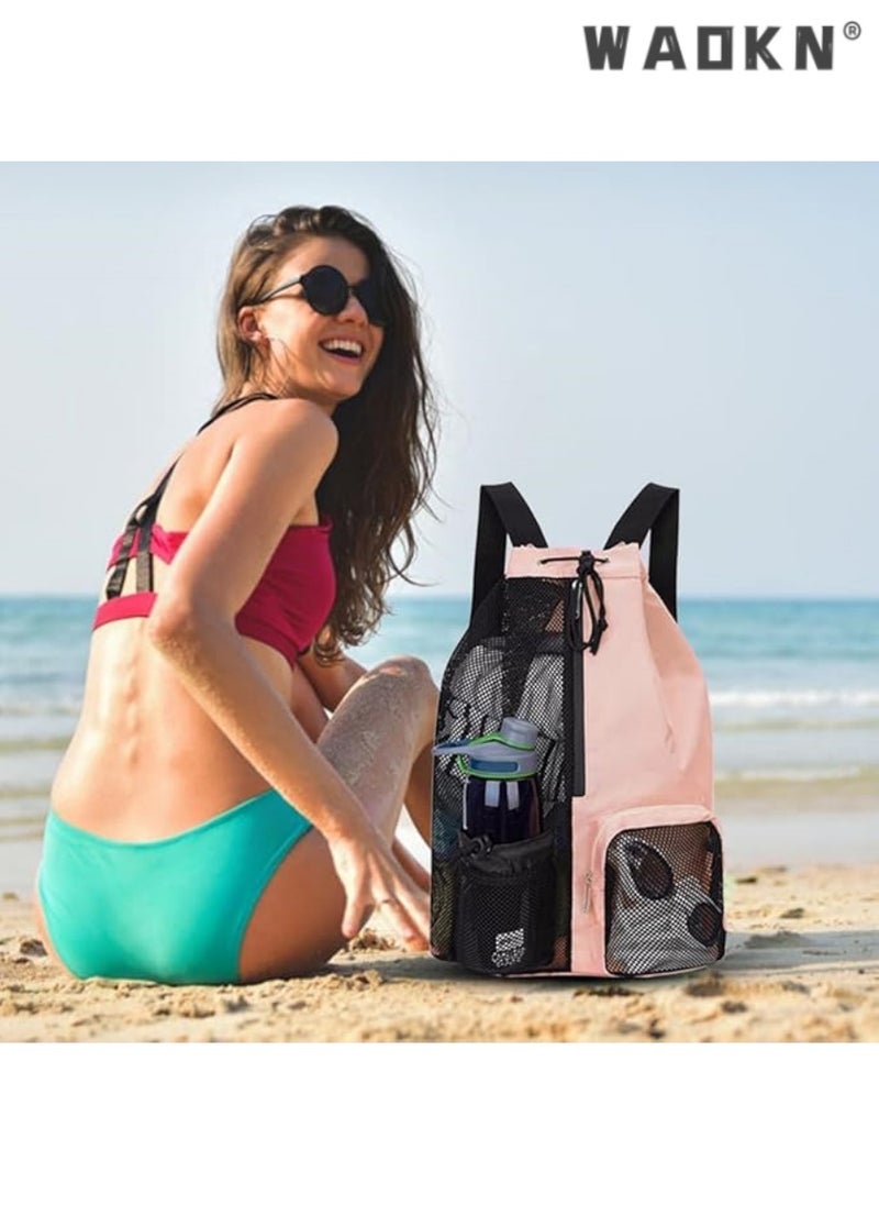 WAOKN - Trendy Swimming & Fitness Backpack with Breathable Mesh Drawstring Closure and Separate Wet Compartment, Tailored for Beach Vacations, Daily Workouts, and Sports Gear（pink） - Image 1