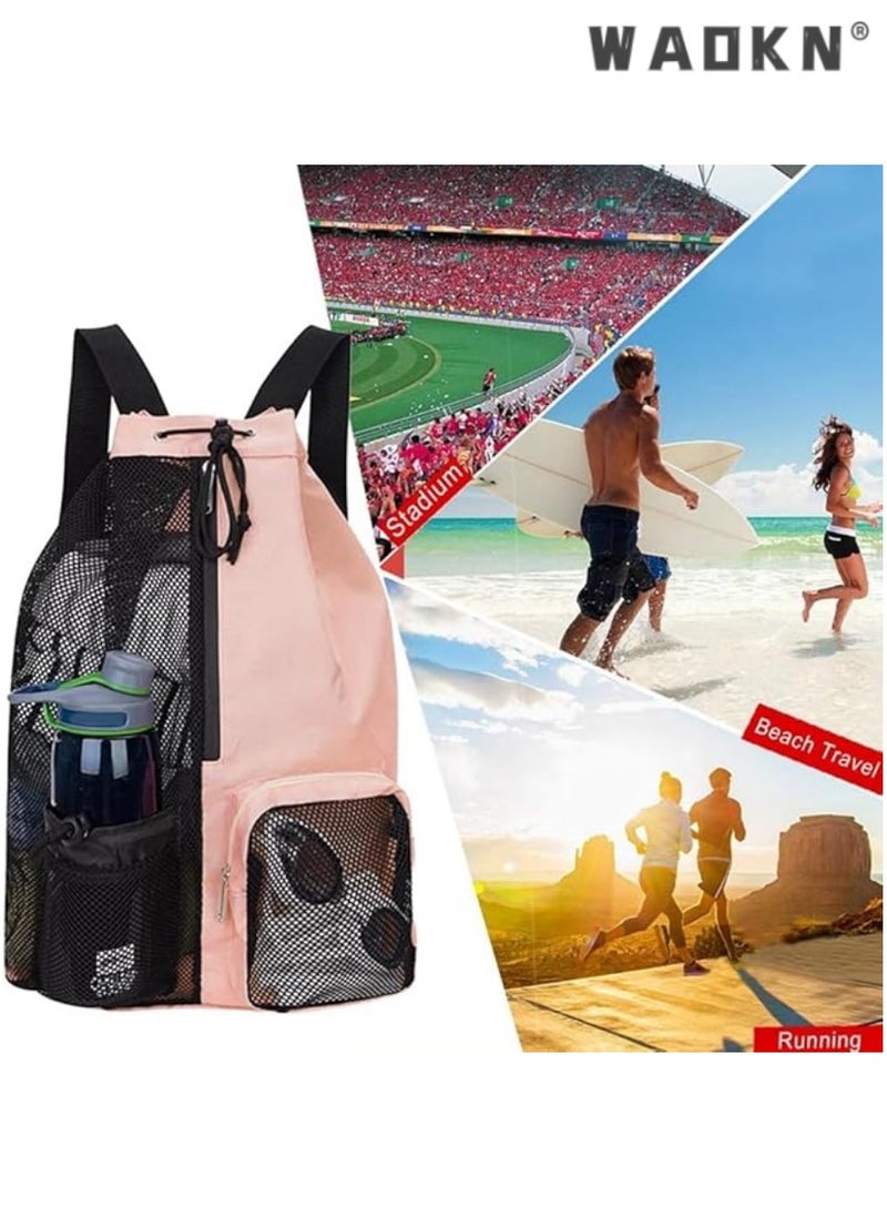 WAOKN - Trendy Swimming & Fitness Backpack with Breathable Mesh Drawstring Closure and Separate Wet Compartment, Tailored for Beach Vacations, Daily Workouts, and Sports Gear（pink） - Image 1