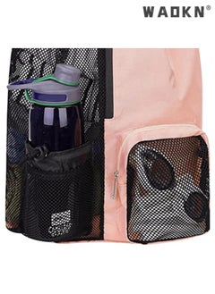 WAOKN Trendy Swimming & Fitness Backpack with Breathable Mesh Drawstring Closure and Separate Wet Compartment, Tailored for Beach Vacations, Daily Workouts, and Sports Gear（pink）  - Image 2