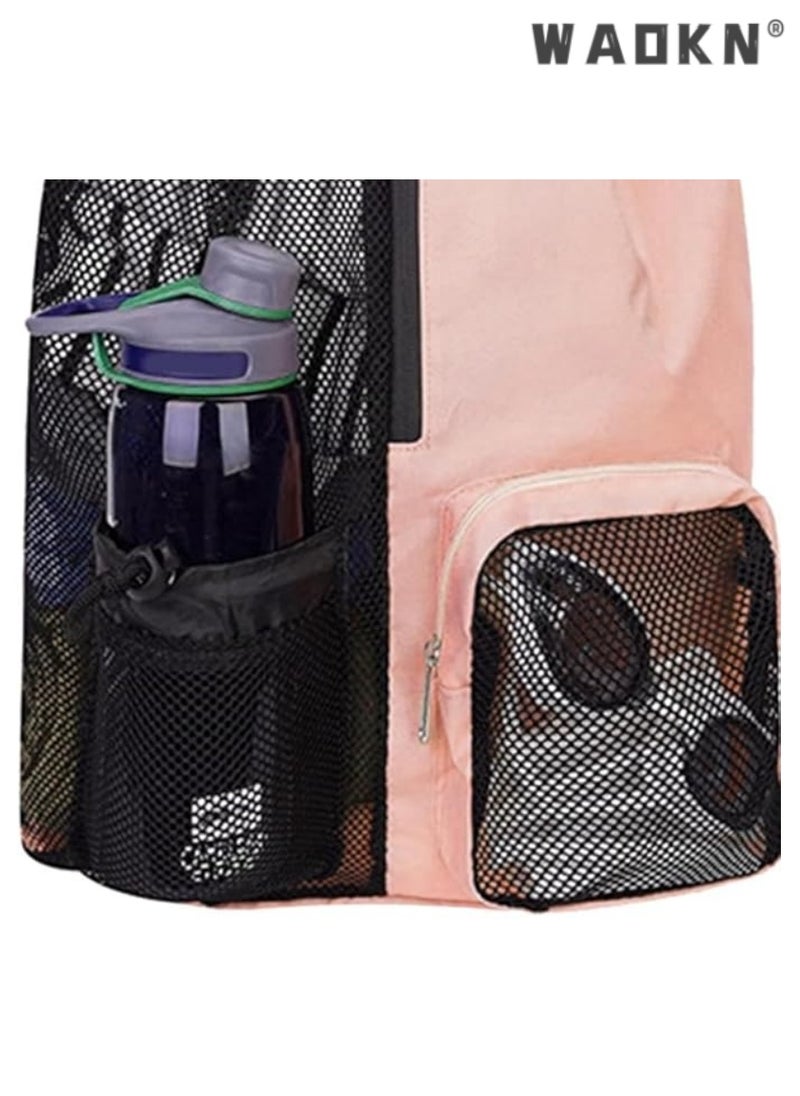 WAOKN - Trendy Swimming & Fitness Backpack with Breathable Mesh Drawstring Closure and Separate Wet Compartment, Tailored for Beach Vacations, Daily Workouts, and Sports Gear（pink） - Image 1