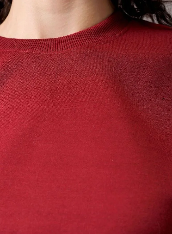 مرفوعة Women Relaxed Fit Solid Crew Neck Long Sleeve Cropped Sweatshirt