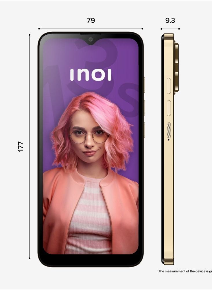 INOI - Note 13s, 4G LTE, Octacore 8GB RAM + 256GB, 6.9” HD+ Display, Triple Camera, Gold, Middle East Version - Image 1