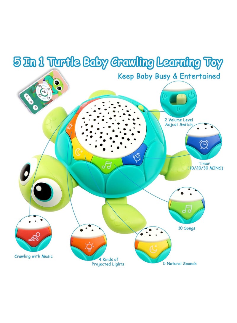 Baby Toys 6-12 Months 5 in 1 Musical Projector Turtle Crawling Toys Tummy Time Infant Baby Toys 0-3 3-6 7 8 9 12-18 Months 1 Year Old Boy Toys Girl Toys Birthday Gift  - Image 3