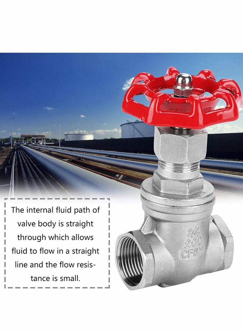 Gate Valve,Stainless Steel Valve, DN20 Female Connection, 26.5 mm (3/4) - Thread,BSPP G3/4 Rotary Sluice Valve for Water Oil Gas  - Image 3