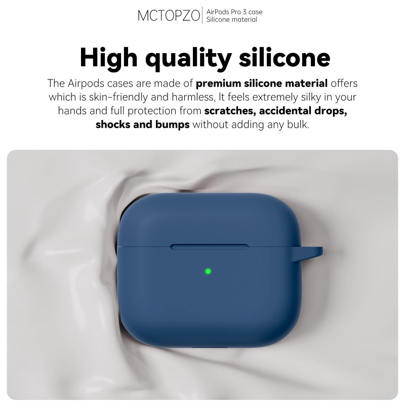 MCTOPZO for AirPods Pro 3 Case 2025 Come with Cleaner Kit,Soft Silicone Protective Cover for Apple AirPods Pro 3rd Generation Cases with Keychain, AirPod Pro 3 Case for Women Men-Midnight Blue - Image 3