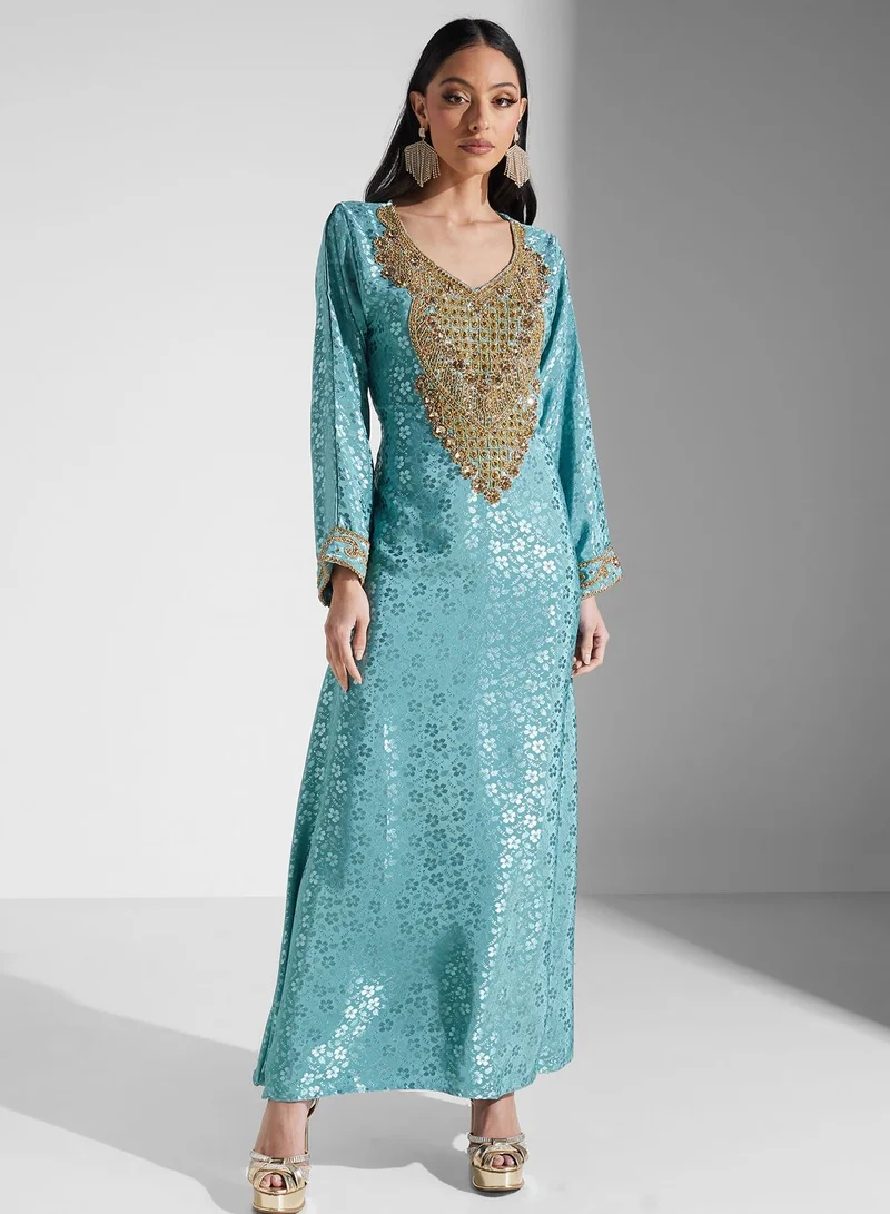 ARABIAN CLOSET Embellished Embroidered Jalabiya