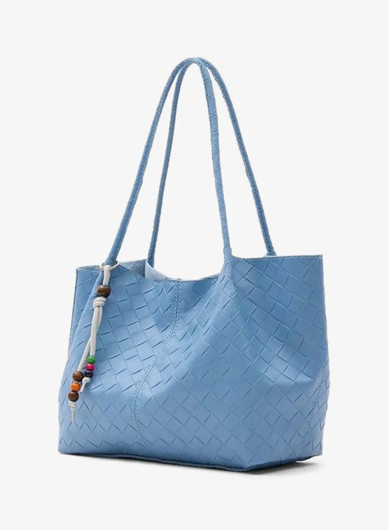 Shule Bags  Miura Charm Detailed Knit Shoulder Indigo. for Women | Best Price UAE