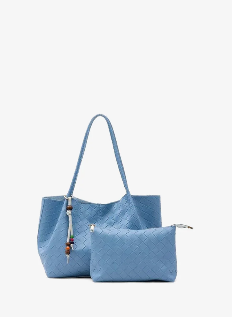 Shule Bags  Miura Charm Detailed Knit Shoulder Indigo. for Women | Best Price UAE