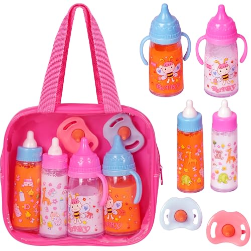 fash n kolor My Sweet Baby Disappearing Doll Feeding Set Baby Care 6 Piece Doll Feeding Set Hot Pink - Image 1