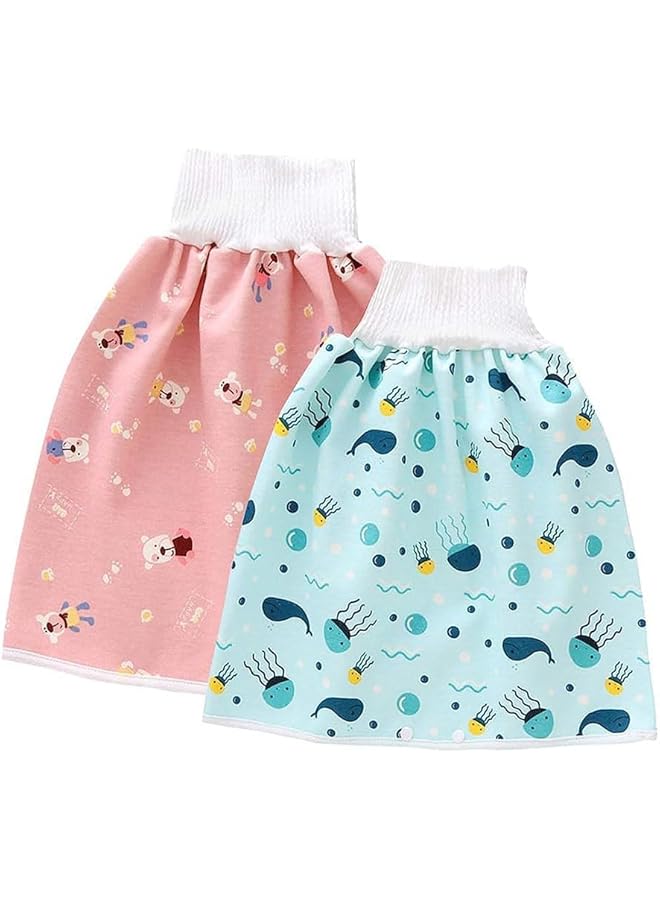 Aputue Baby Diaper Skirt 2Pcs M Size 35X15X7Cm Waterproof And Absorbent Bed Wetting Cotton Bed Clothes Pure Cotton Material Boy Girl Night Time Potty Training Waterproof Baby Nappy Skirt  - Image 1
