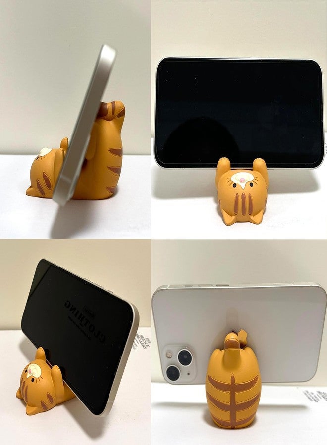Gwindrise Cat Phone Stand Holder, Resin Desk Decor Accessory for Smartphones, Cute Phone Holder Gift for Cat Lovers, 3.3 x 2.3 x 2.0 inches, Orange - Image 2