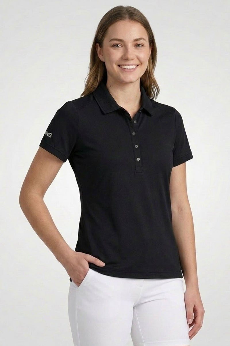 Ping Women Sportswear Fit Short Sleeve Outdoor Polo Shirt, Navy Blue - Image 1