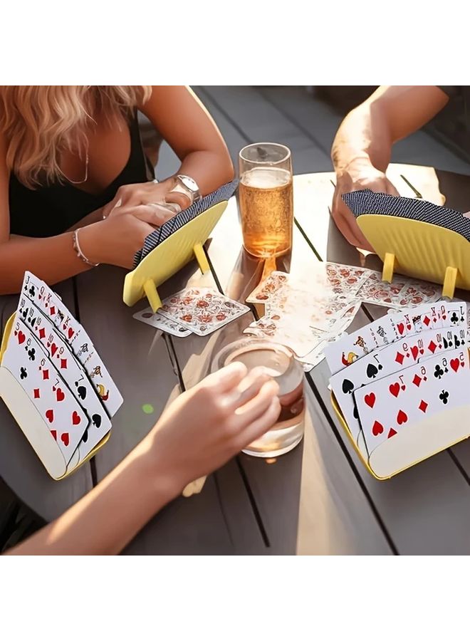 4 Piece Set Yellow PVC Card Holders Durable Plastic Playing Cards Holders For Family Gatherings - Image 5