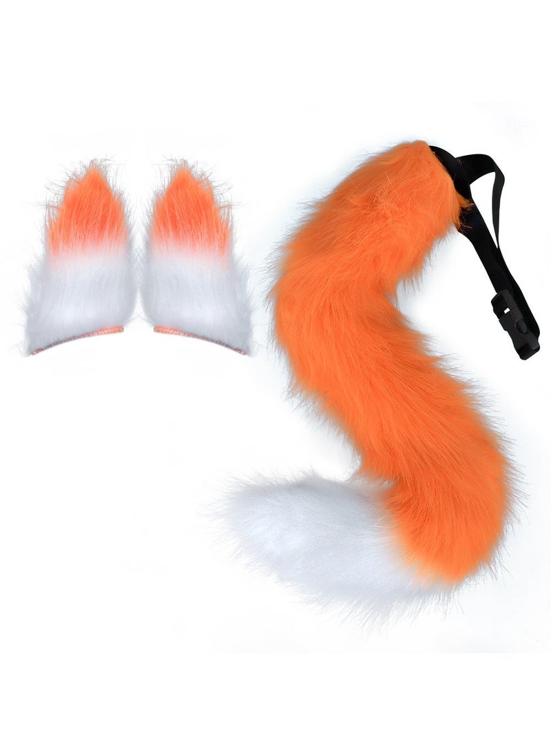 Generic Handmade Plush Fox Tail Headband Cosplay Costume Orange White 