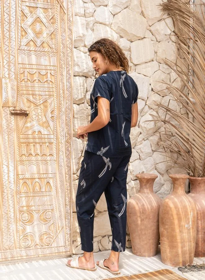 سانسكريتي هومز طقم بيجامة وبلوزة قطنية مطبوعة من سانسكريتي هومز