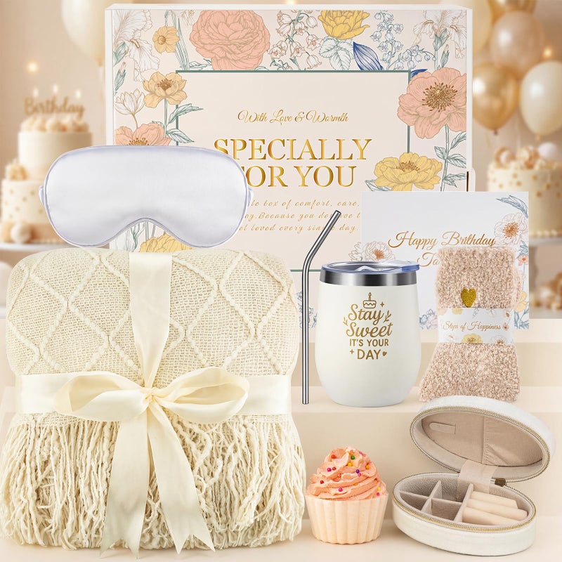 YEERSWAG Birthday Gifts for Women Self Care Package Unique Happy Birthday Basket for Her Mom Best Friends Wife Sister Boss Get Well Soon Gift Baskets Spa Care Relaxation Sets Beige - Image 2
