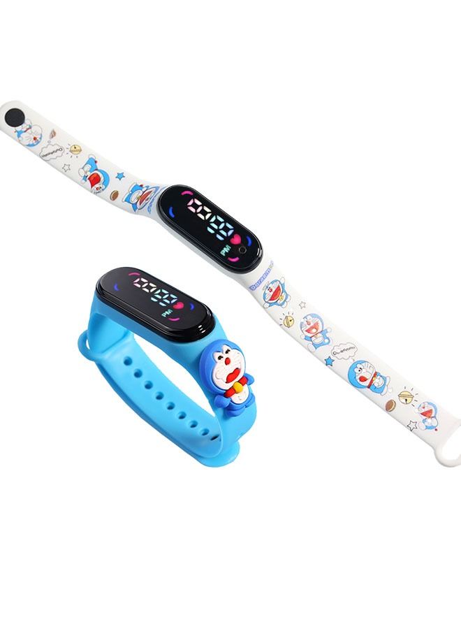 2 Pieces M7 Cartoon Kids LED Electronic Waterproof Touch Watch