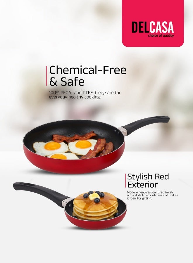 ديلكاسا طقم أواني طهي غير لاصقة مكون من 9 قطع باللون الأحمر - Image 3