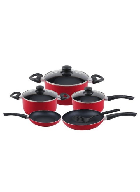 9-Piece Non-Stick Cookware Set Red