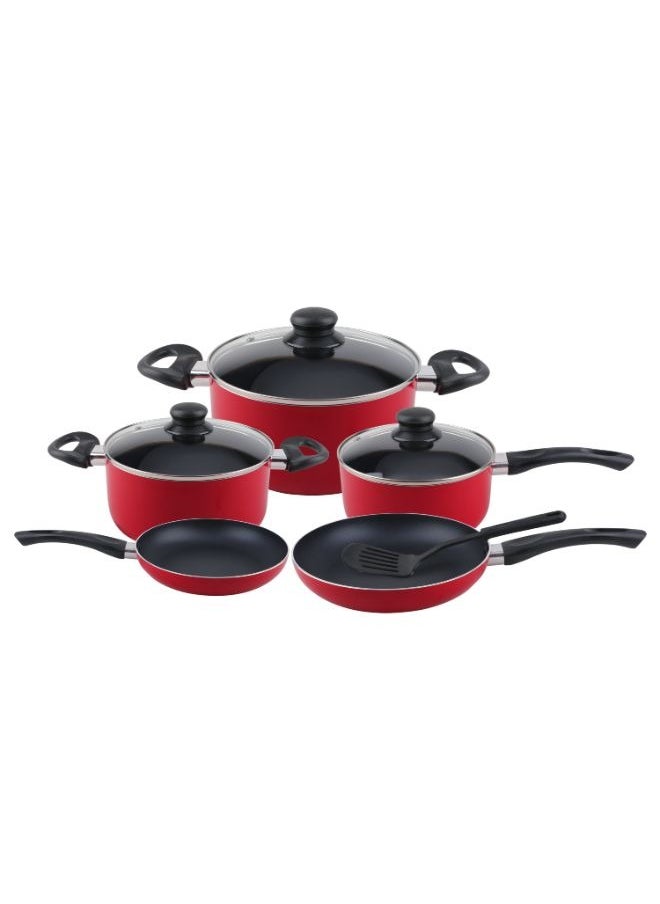 DELCASA - 9-Piece Non-Stick Cookware Set Red - Image 1