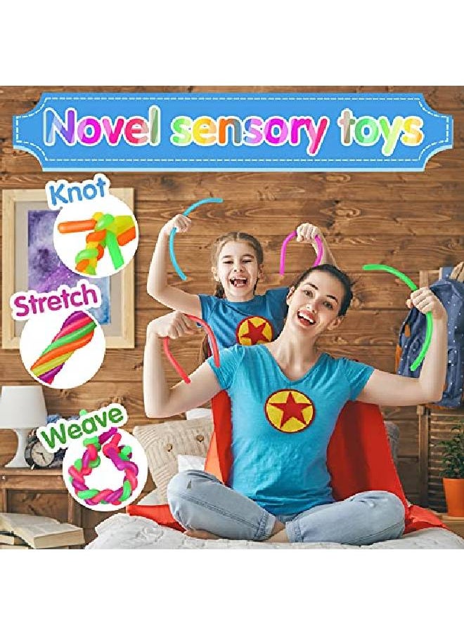 Civaner - 24 Pieces Colorful Monkey Noodle Stretchy String Fidget Toys Sensory Toys Soft Stress Relief Toy Elastic Strings Fidget Toys 10 Inch For Strengthening Arms Building Resistance - Image 1