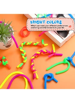 Civaner 24 Pieces Colorful Monkey Noodle Stretchy String Fidget Toys Sensory Toys Soft Stress Relief Toy Elastic Strings Fidget Toys 10 Inch For Strengthening Arms Building Resistance  - Image 5