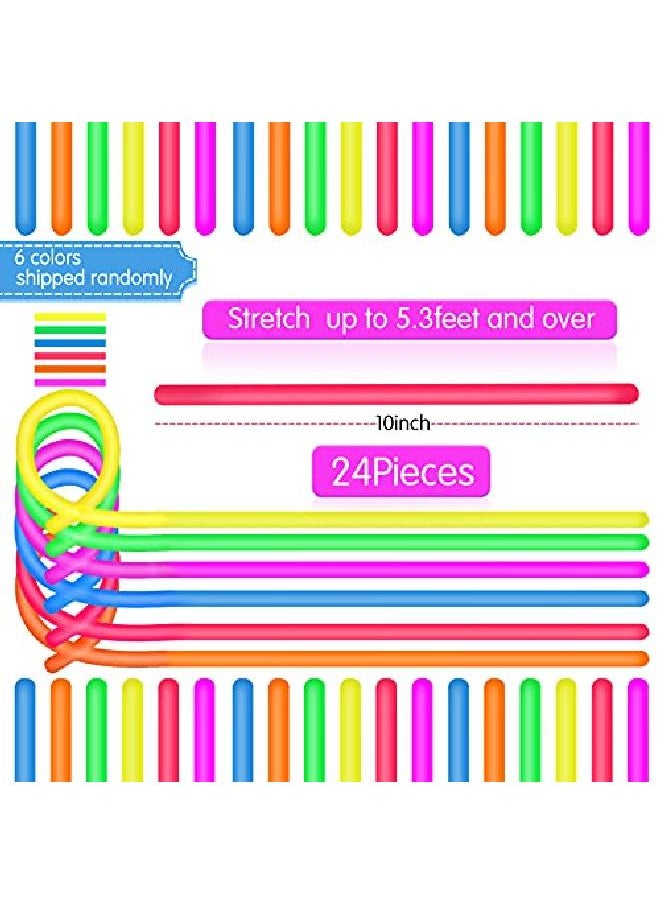Civaner - 24 Pieces Colorful Monkey Noodle Stretchy String Fidget Toys Sensory Toys Soft Stress Relief Toy Elastic Strings Fidget Toys 10 Inch For Strengthening Arms Building Resistance - Image 1