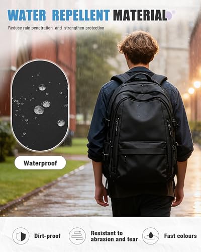BOXSAM Lightweight Backpack for Women, Large Laptop Travel Backpack Casual Daypack College Bag Rucksack for Men. Black - Image 5