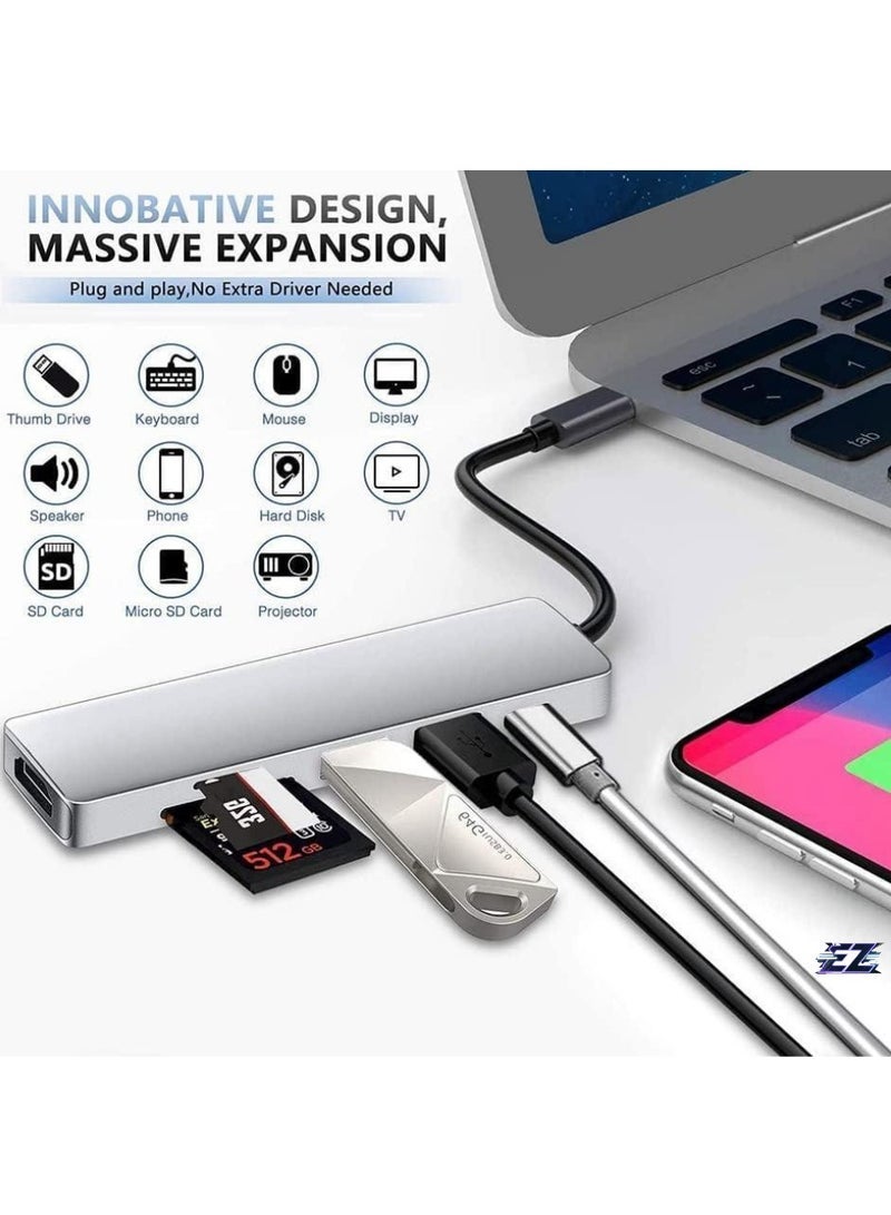 Gravity USB C Hub 6-in-1 to HDMI 4K Adapter, SD/TF Card Reader, 3 USB 3.0 Ports, Compatible with iPad Pro, MacBook Pro/Air, iMac, DELL, Laptops & Tablets ‚Äì Space Grey - Image 2
