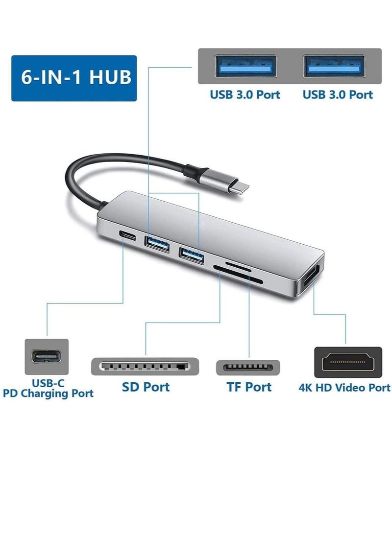 Gravity USB C Hub 6-in-1 to HDMI 4K Adapter, SD/TF Card Reader, 3 USB 3.0 Ports, Compatible with iPad Pro, MacBook Pro/Air, iMac, DELL, Laptops & Tablets ‚Äì Space Grey - Image 3