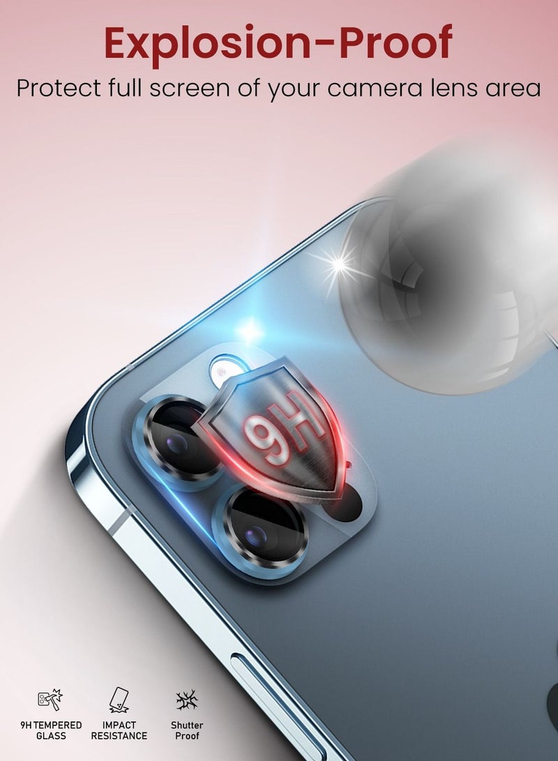 Moxedo Moxedo Camera Lens Protector, 9H Tempered Glass, Aluminum Alloy Individual Ring Camera Cover Screen Protector Compatible for iPhone 12 Pro 6.1 inch - PACIFIC BLUE  - Image 5
