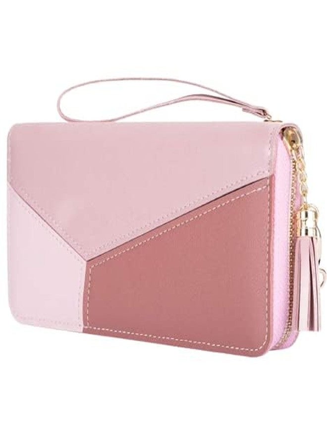 Veemok Premium Leather Women Wallet | Zipper Clutch Purse for Girls | Credit Card Holder,Cash Organizer | Waterproof Ladies Purse for Daily Use & Gifts | Zipper Clutch Purse for Girls (Pink) - Image 1