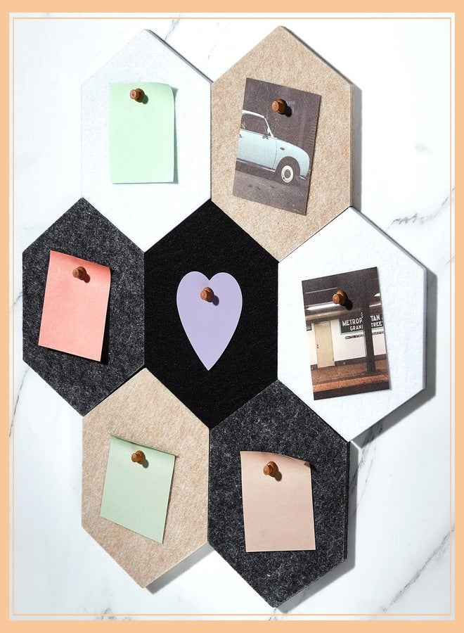 Mindsoft 16 Pcs Hexagon Cork Board for Walls with 50 Wooden Push Pins 6.7 x 5.9 in Felt Bulletin Board Tiles Notice Self Adhesive Hanging Pin Board for Home Photo Office Memo Note(Classic Colors) - Image 2