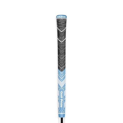 Golf Pride MCC Plus4 Golf Club Grip - All-Weather Hybrid Grip with Larger Lower Hand - Brushed Cotton Cord & Pebbled Texture - Midsize - Light Blue/White - Image 1