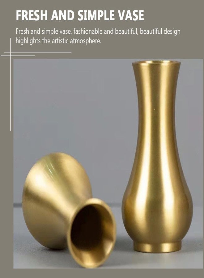GRIRIW Brass Vase Ornaments - Golden Decorative Floral Vase for Home Decor Small Centerpiece for Flowers and Plants Stylish Storage Solution - Image 4